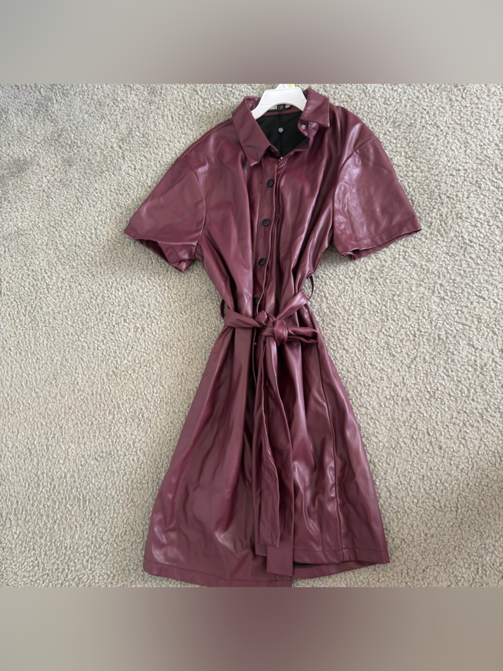 Missguided Faux Leather Shirt Dress in Plum